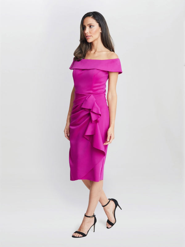 gina bacconi Izzy off the shoulder ruched dress