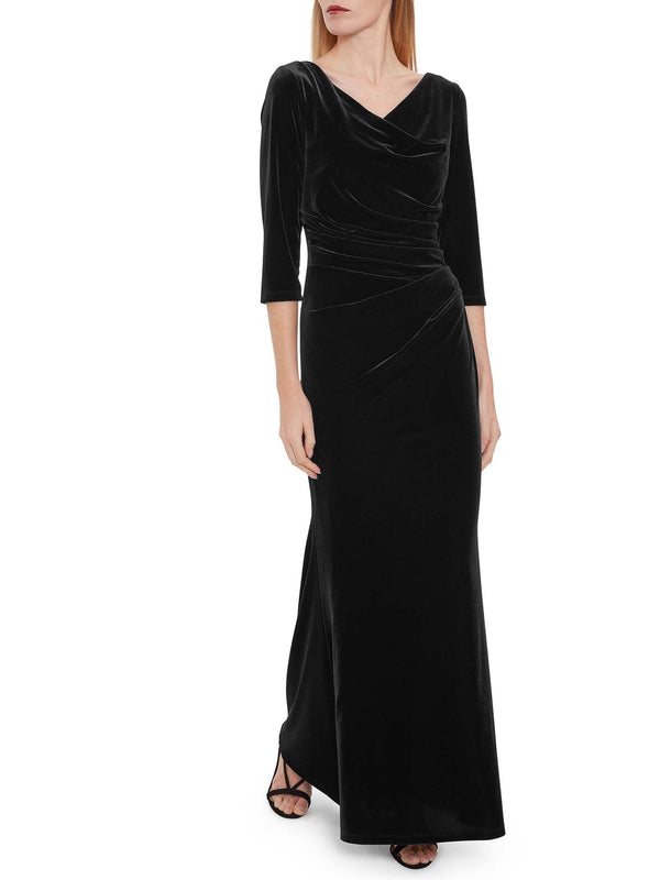 gina bacconi Jaisa velvet maxi dress BLACK