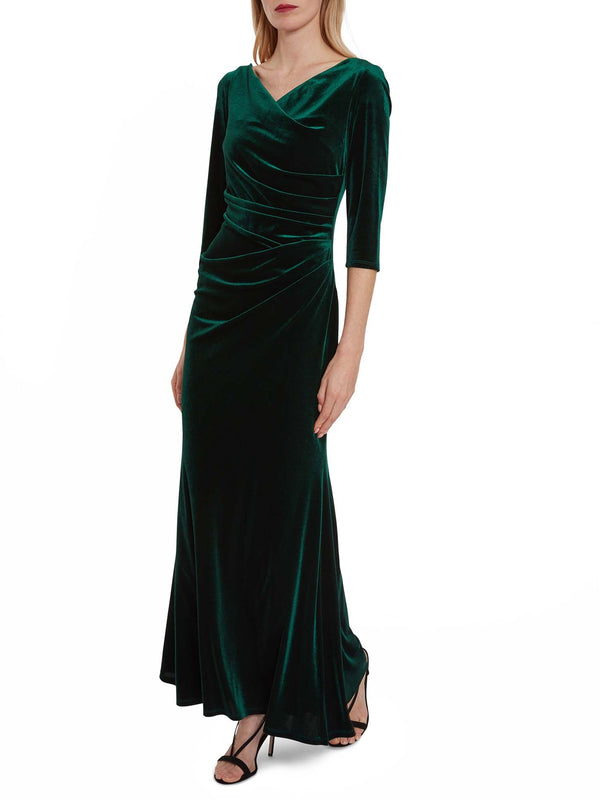 Gina Bacconi Jaisa Velvet Maxi Dress DARK GREEN