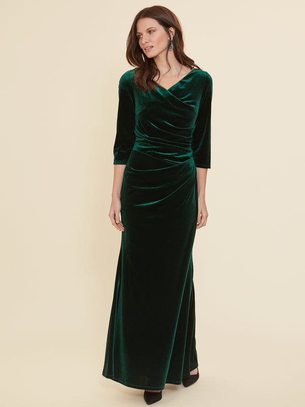 gina bacconi Jaisa velvet maxi dress DARK GREEN