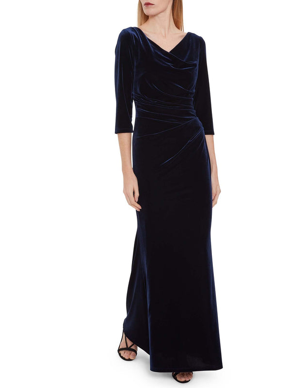 Gina Bacconi Jaisa Velvet Maxi Dress NAVY