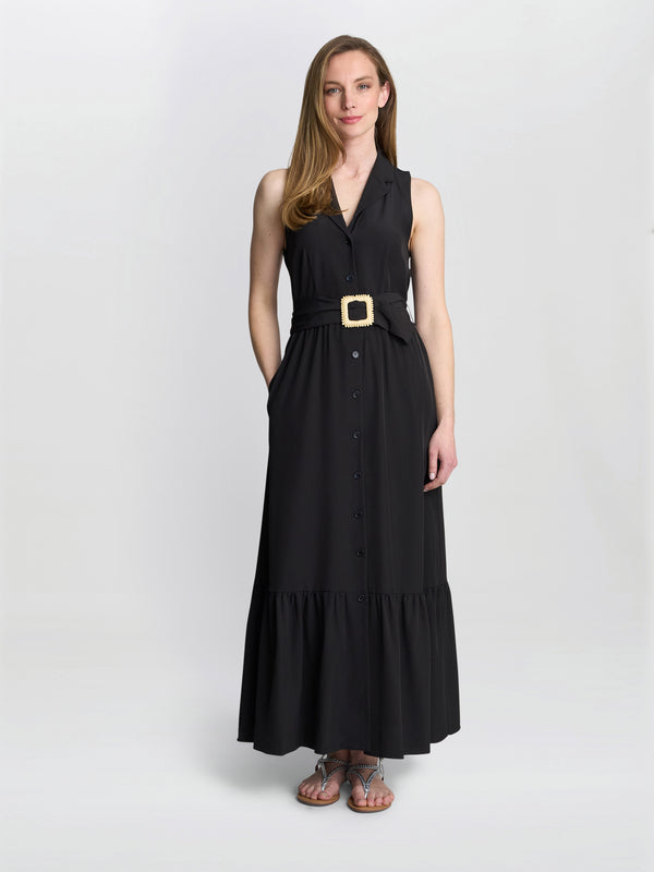 Gina Bacconi Jamie Maxi Shirt Dress Black
