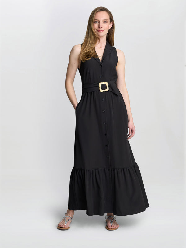 gina bacconi Jamie maxi shirt dress Black