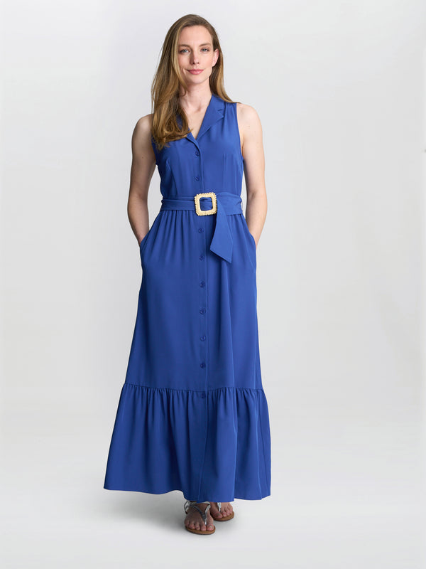 gina bacconi Jamie maxi shirt dress Blue