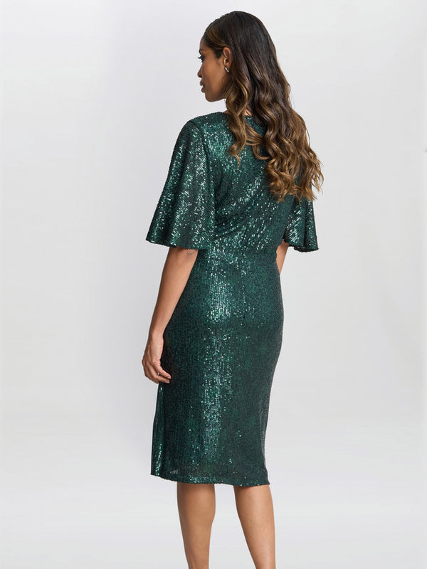 Gina Bacconi Jen Sequin Wrap-look Dress