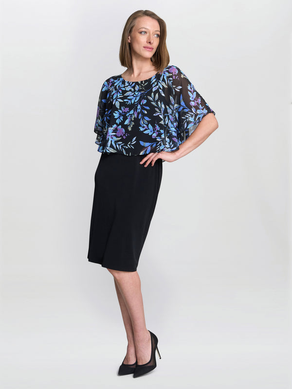 Gina Bacconi Jenny Floral Chiffon Overlay Dress