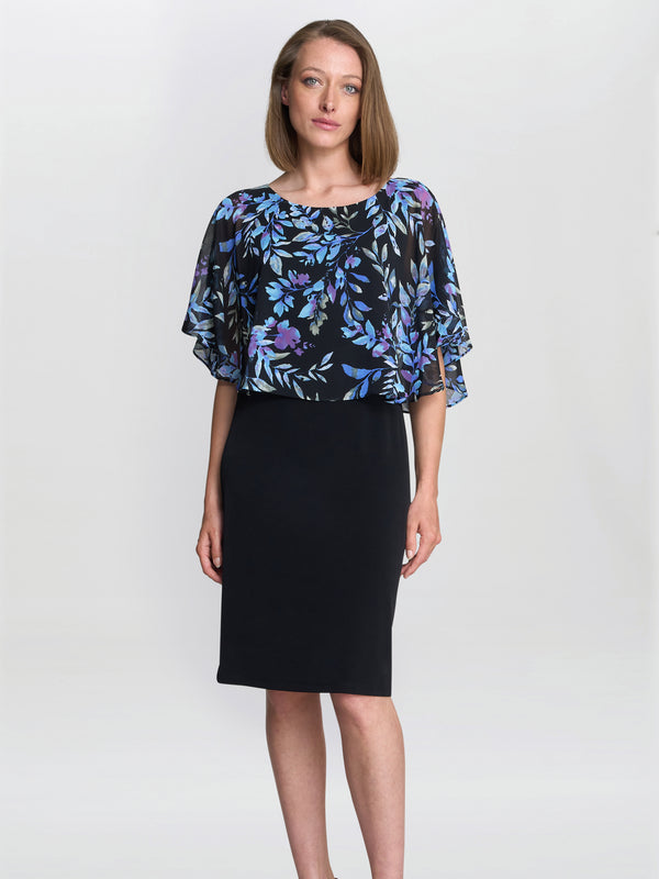 gina bacconi Jenny floral chiffon overlay dress