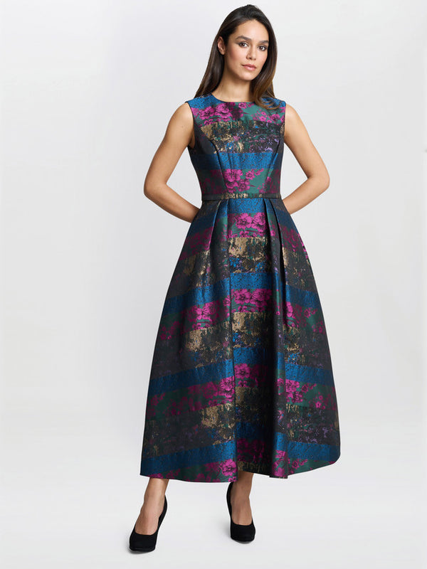 Gina Bacconi Jerri Jacquard Full Skirt Dress