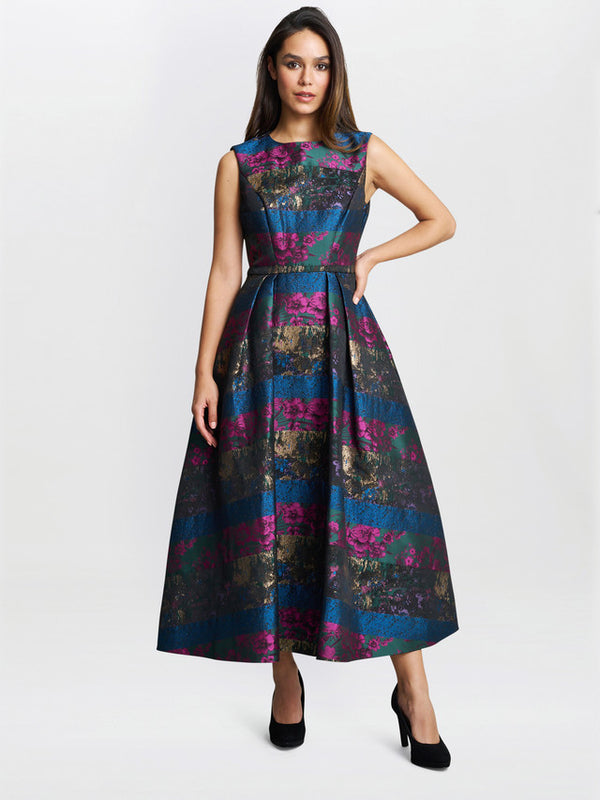 gina bacconi Jerri jacquard full skirt dress