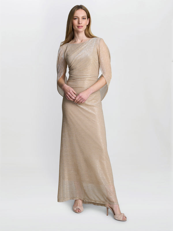 gina bacconi Joanna metallic knit maxi dress Gold