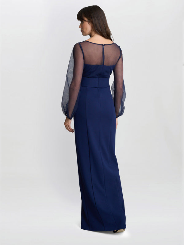 Gina Bacconi Joanne Crepe And Mesh Maxi Dress