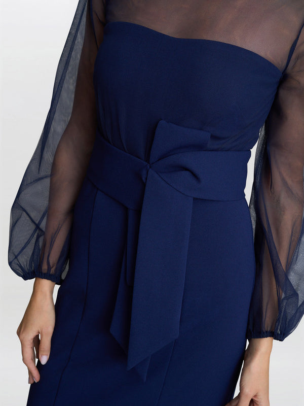 Gina Bacconi Joanne Crepe And Mesh Maxi Dress