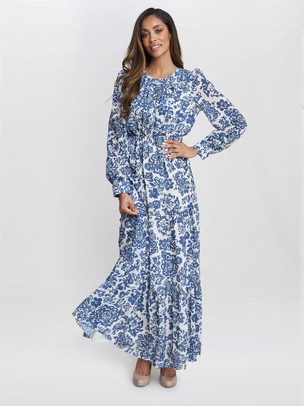 Gina Bacconi Jojo Long Sleeve Dress NAVY / MULTI