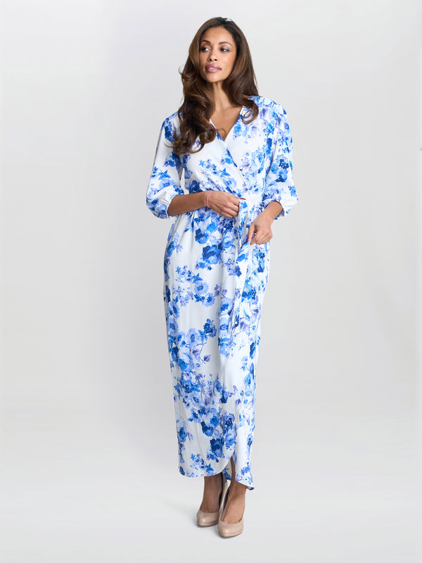 gina bacconi Karen floral print maxi dress