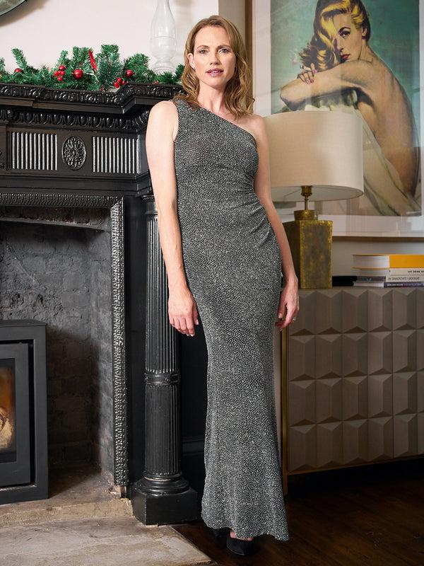 gina bacconi Kasey metallic knit dress