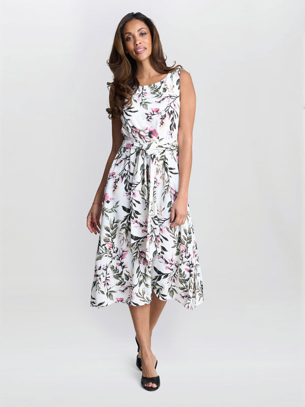 gina bacconi Kelly floral printed dress