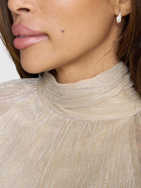 Gina Bacconi Kylie Metallic Knit Jumpsuit Gold