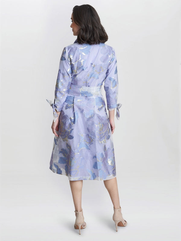 Gina Bacconi Lauren Jacquard Shirt Dress Lilac