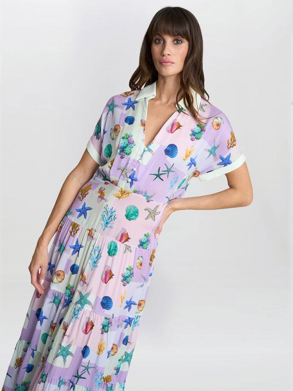 Gina Bacconi Liv Seashell Print Shirt Dress