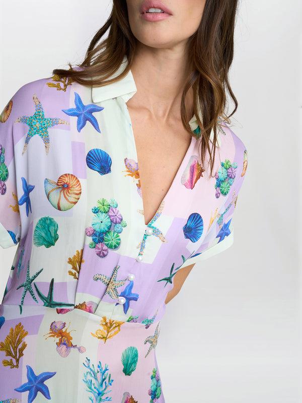 Gina Bacconi Liv Seashell Print Shirt Dress