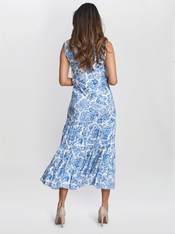 Gina Bacconi Lolita Sleeveless Summer Dress Blue