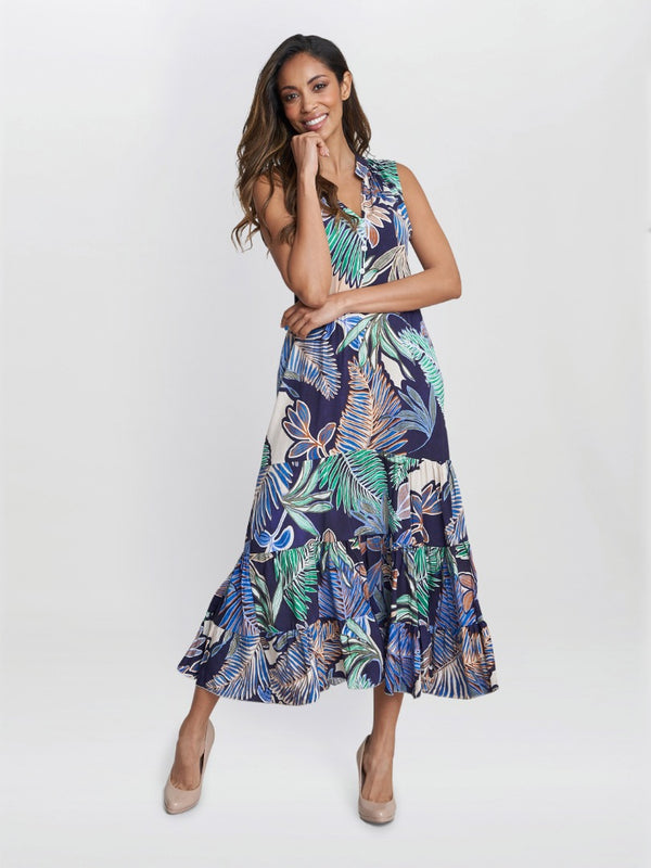 Gina Bacconi Lolita Sleeveless Summer Dress Navy