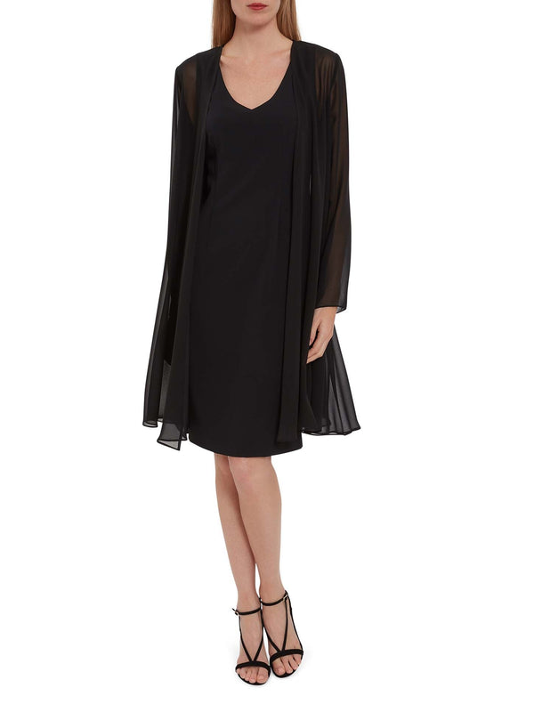 Gina Bacconi Long Chiffon Jacket BLACK