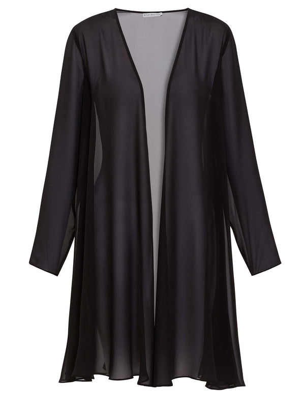 gina bacconi Long chiffon jacket BLACK