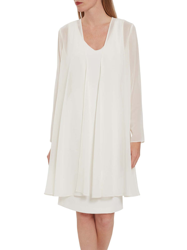 Gina Bacconi Long Chiffon Jacket CHALK LIGHT