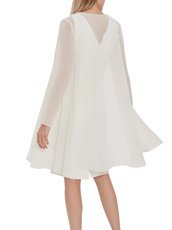 Gina Bacconi Long Chiffon Jacket CHALK LIGHT