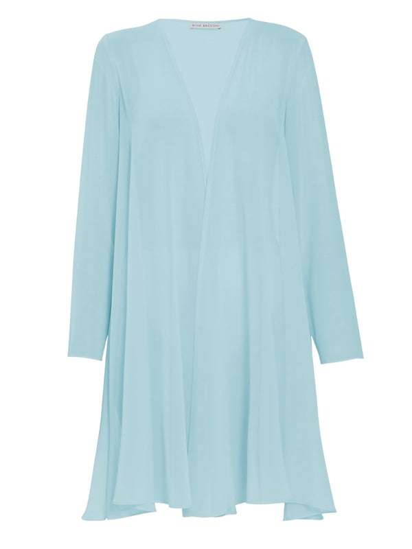 gina bacconi Long chiffon jacket ICE BLUE
