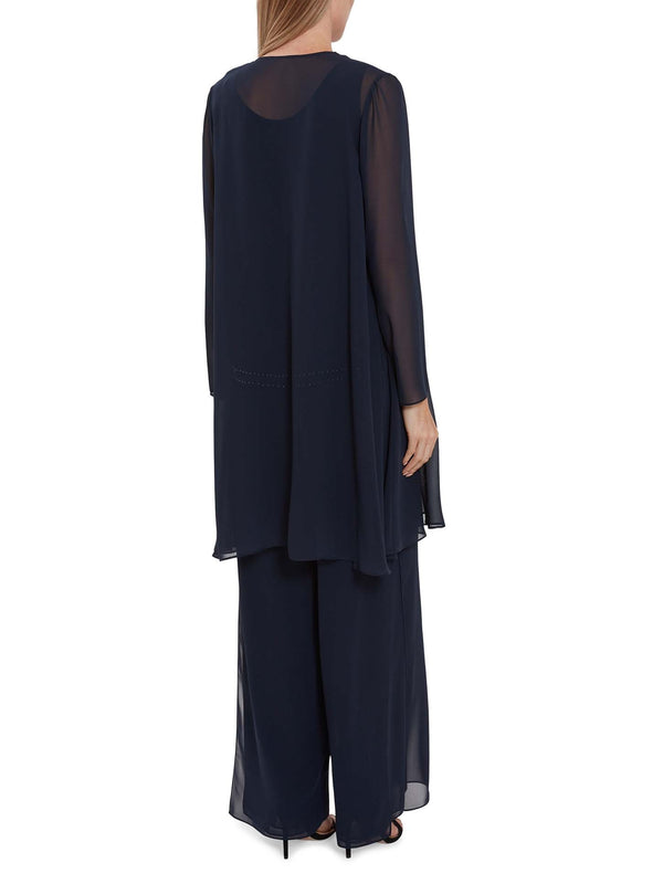 Gina Bacconi Long Chiffon Jacket NAVY