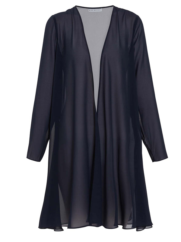 gina bacconi Long chiffon jacket NAVY
