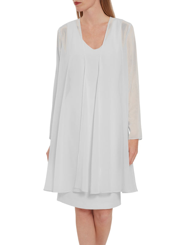 Gina Bacconi Long Chiffon Jacket SILVER MIST