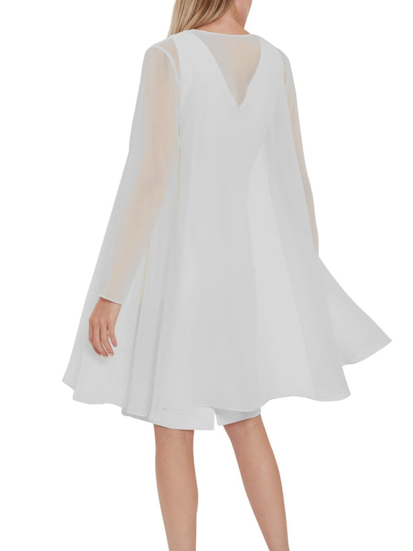 Gina Bacconi Long Chiffon Jacket SILVER MIST