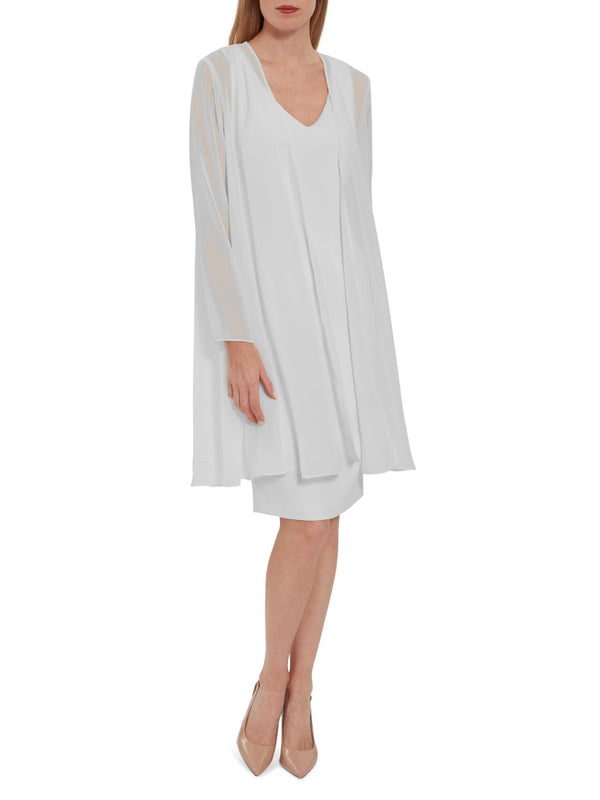 Gina Bacconi Long Chiffon Jacket SILVER MIST