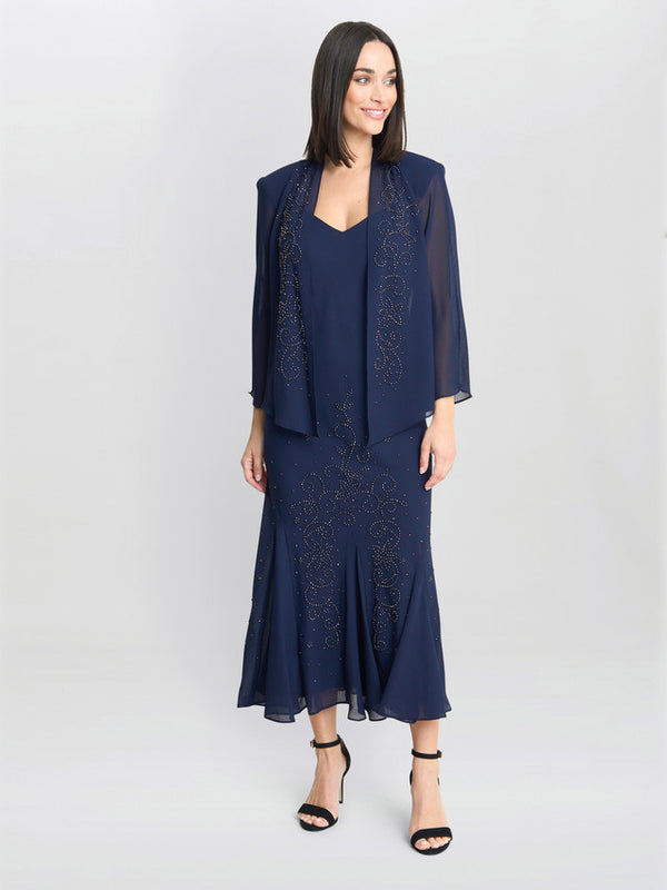 Gina Bacconi Lorna Beaded Chiffon Dress And Jacket