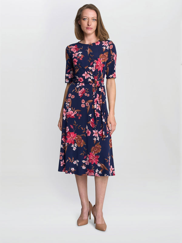 Gina Bacconi Lou Floral Print Midi Dress
