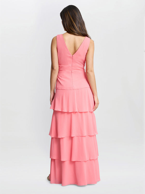 Gina Bacconi Lucielle Sleevless Tiered Maxi Dress