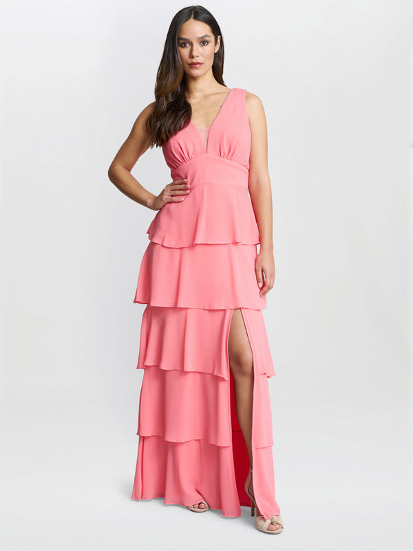 Gina Bacconi Lucielle Sleevless Tiered Maxi Dress