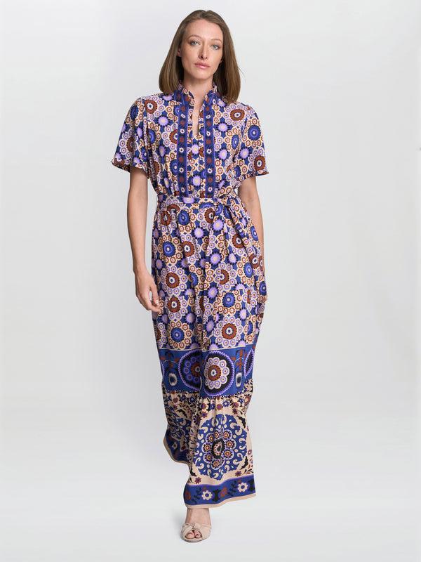 gina bacconi Margot printed maxi dress