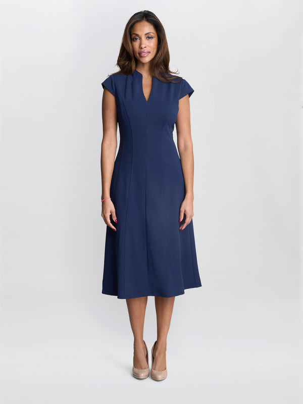 gina bacconi Maxene fit and flare midi dress