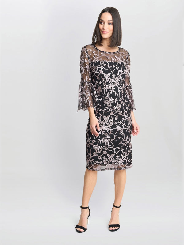gina bacconi Maxine embroidered shift dress