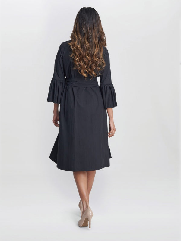 Gina Bacconi Melinda Taffeta Shirt Dress Black