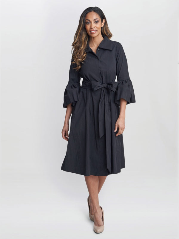 gina bacconi Melinda taffeta shirt dress Black