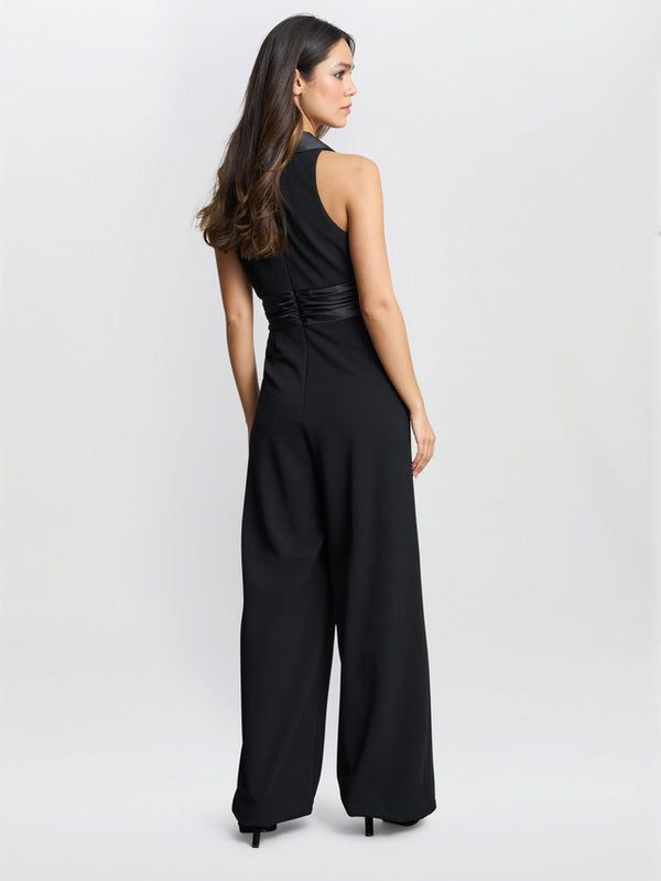 Gina Bacconi Melodie Crepe Jumpsuit With Satin Bow