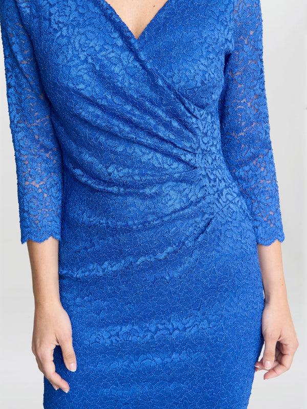 Gina Bacconi Melody Lace Wrap Dress Summer Royal