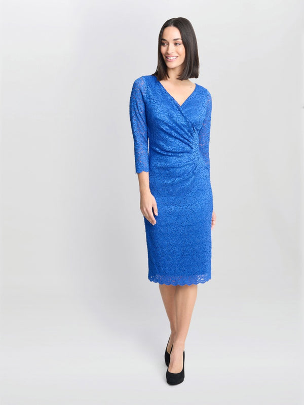 Gina Bacconi Melody Lace Wrap Dress Summer Royal