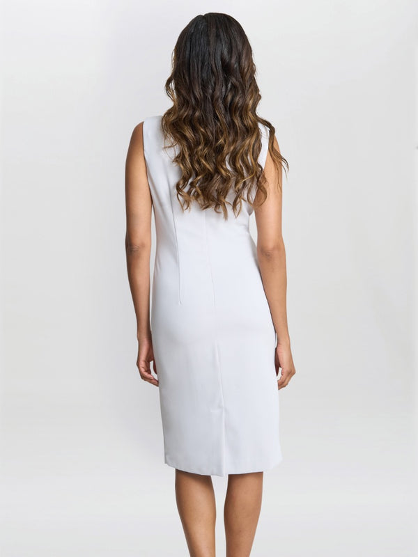 Gina Bacconi Merna Crepe Shift Dress Silver Mist