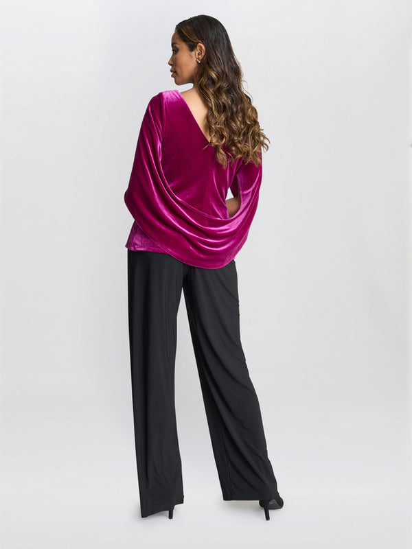 Gina Bacconi Merna Draped Velvet Top Fuchsia